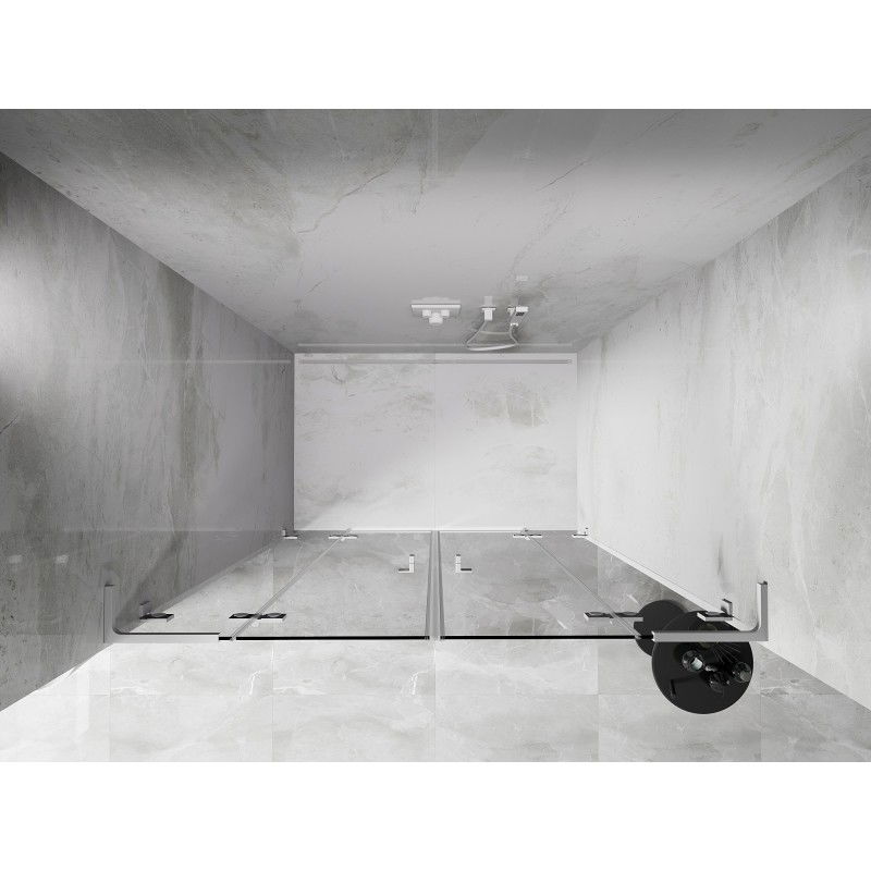 Mexen Lunar L Duo portes de douche battantes 150 cm, transparent, blanc - 834DL-150-000-20-00