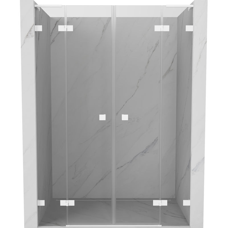 Mexen Lunar L Duo portes de douche battantes 150 cm, transparent, blanc - 834DL-150-000-20-00