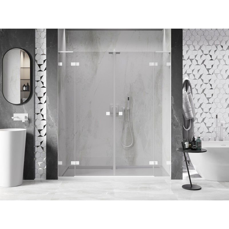 Mexen Lunar L Duo portes de douche pivotantes 170 cm, transparent, blanc - 834DL-170-000-20-00