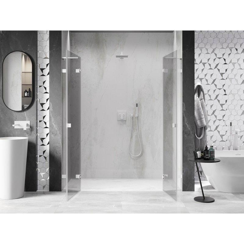 Mexen Lunar L Duo porte de douche pivotantes 180 cm, transparent, blanc - 834DL-180-000-20-00