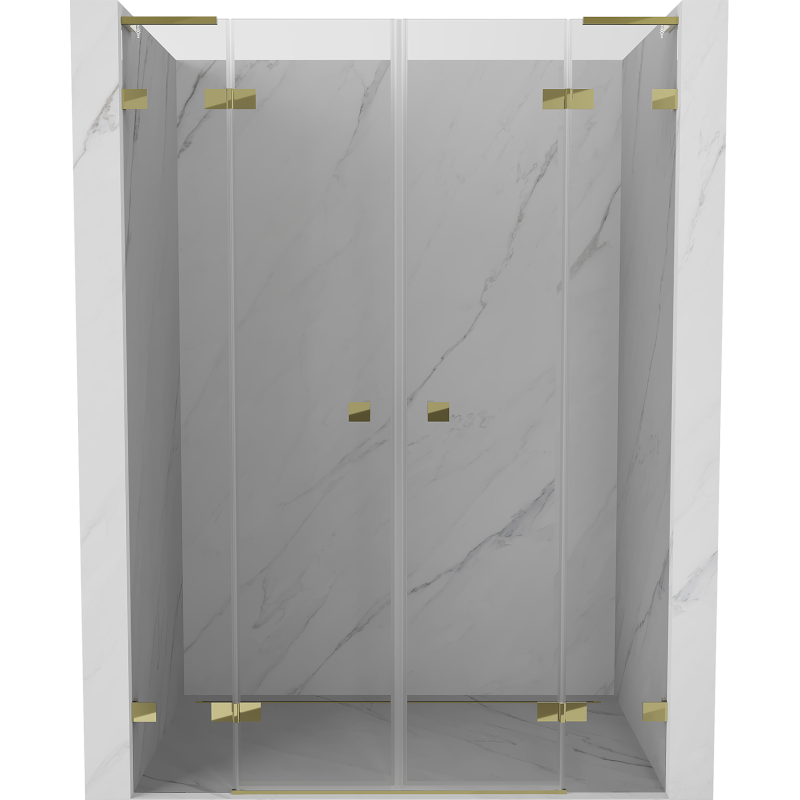 Mexen Lunar L Porte de douche duo battante 150 cm, transparente, dorée - 834DL-150-000-50-00