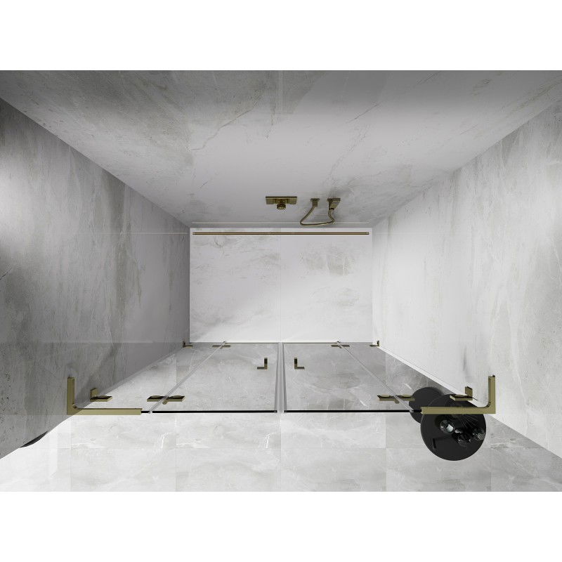 Mexen Lunar L Duo porte de douche pivotante 160 cm, transparentes, dorées - 834DL-160-000-50-00