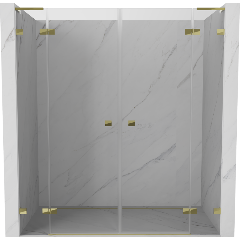 Mexen Lunar L Duo portes de douche battantes 170 cm, transparentes, dorées - 834DL-170-000-50-00