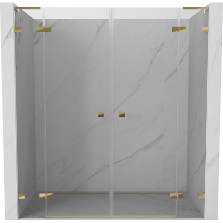Mexen Lunar L Duo portes de douche battantes 170 cm, transparentes, dorées - 834DL-170-000-50-00