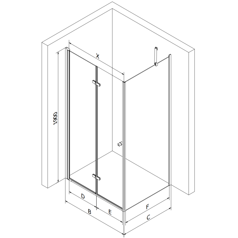 Mexen Lima cabine de douche pliante 70 x 100 cm, transparent, or + receveur plat - 856-070-100-50-00-4010