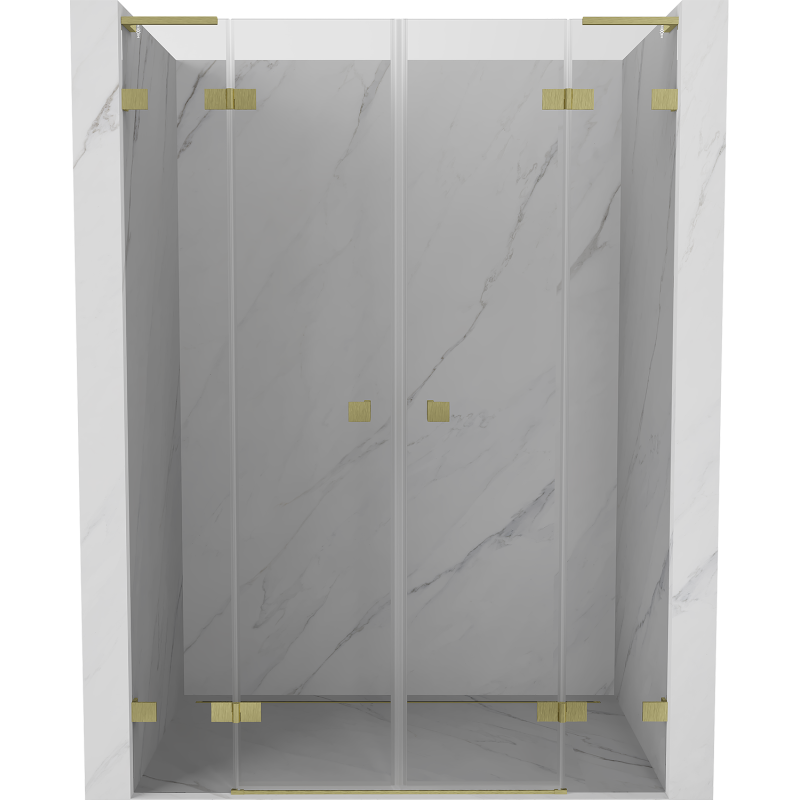 Mexen Lunar L Duo porte de douche pivotantes 150 cm, transparent, or brossé - 834DL-150-000-55-00