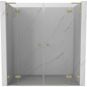 Mexen Lunar L Duo portes de douche battantes 190 cm, transparentes, or brossé - 834DL-190-000-55-00