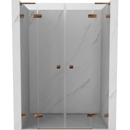 Mexen Lunar L Duo portes de douche pivotantes 150 cm, transparent, or rose - 834DL-150-000-60-00