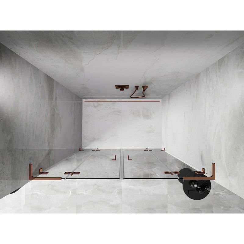 Mexen Lunar L Duo portes de douche pivotantes 160 cm, transparentes, or rose - 834DL-160-000-60-00