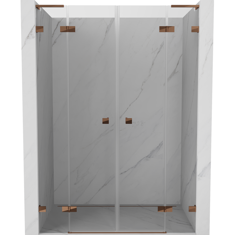 Mexen Lunar L Duo portes de douche pivotantes 160 cm, transparentes, or rose - 834DL-160-000-60-00