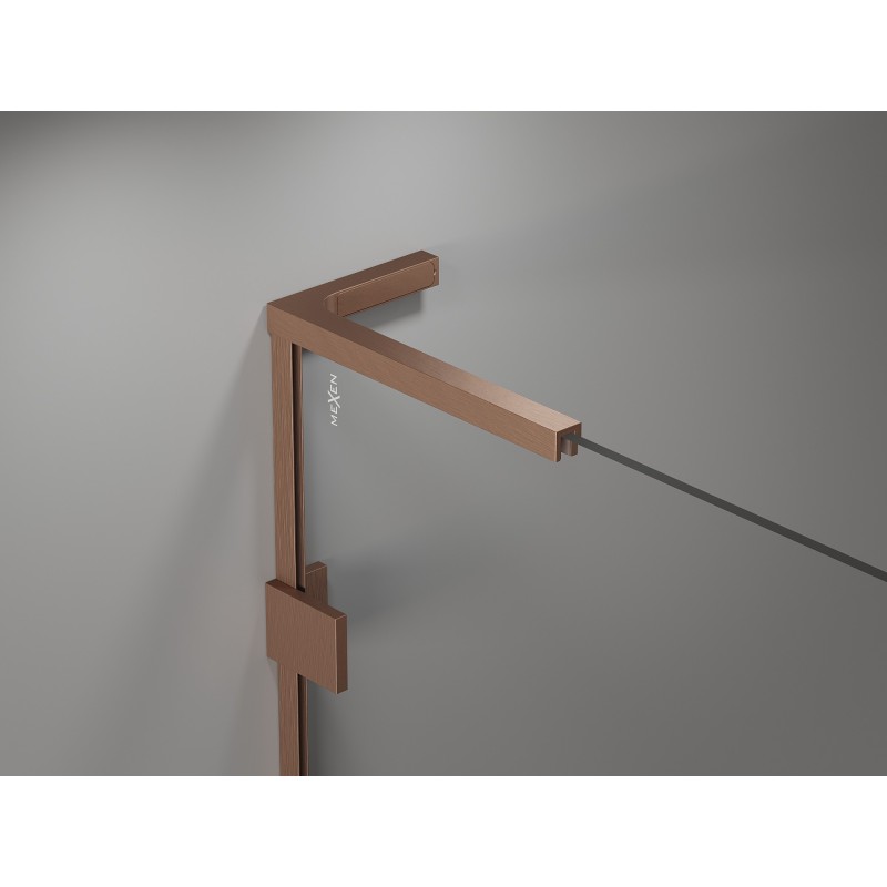 Mexen Lunar L Duo porte de douche battante 140 cm, transparent, cuivre brossé - 834DL-140-000-65-00