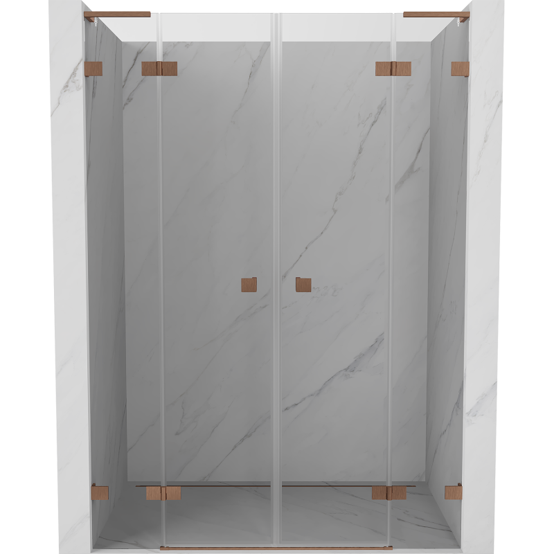 Mexen Lunar L Duo porte de douche battante 150 cm, transparent, cuivre brossé - 834DL-150-000-65-00