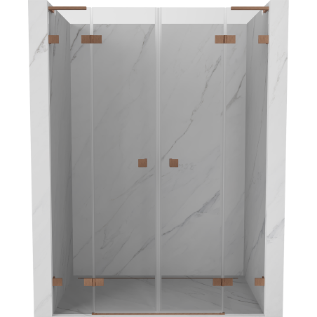 Mexen Lunar L Duo porte de douche battante 150 cm, transparent, cuivre brossé - 834DL-150-000-65-00