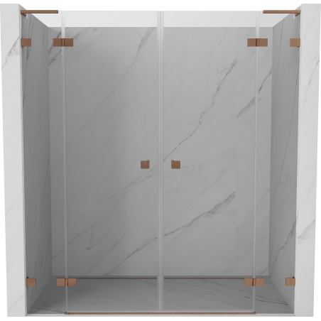 Mexen Lunar L Duo portes de douche pivotantes 190 cm, transparentes, cuivre brossé - 834DL-190-000-65-00