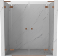 Mexen Lunar L Double porte de douche battante 200 cm, transparent, cuivre brossé - 834DL-200-000-65-00