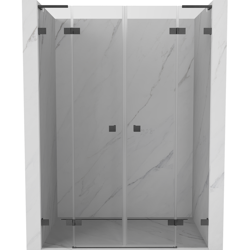 Mexen Lunar L Duo portes de douche battantes 160 cm, transparentes, gris canon brossé - 834DL-160-000-66-00