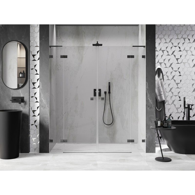Mexen Lunar L Porte de douche duo battante 190 cm, transparent, gris fusil brossé - 834DL-190-000-66-00