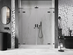 Mexen Lunar L Duo portes de douche battantes 200 cm, transparentes, gris canon brossé - 834DL-200-000-66-00
