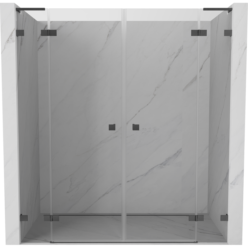 Mexen Lunar L Duo portes de douche battantes 200 cm, transparentes, gris canon brossé - 834DL-200-000-66-00
