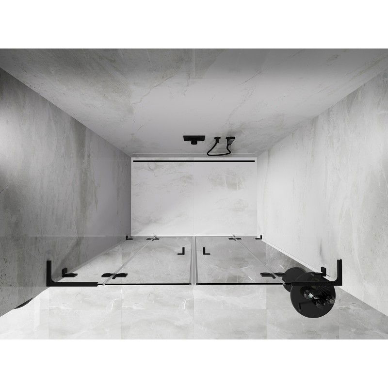 Mexen Lunar L Duo portes de douche pivotantes 140 cm, transparentes, noires - 834DL-140-000-70-00