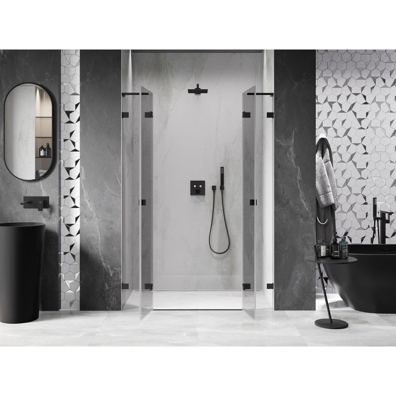 Mexen Lunar L Duo porte de douche pivotante 150 cm, transparentes, noires - 834DL-150-000-70-00