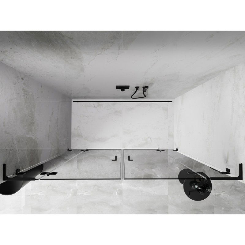 Mexen Lunar L Duo portes de douche pivotantes 170 cm, transparentes, noires - 834DL-170-000-70-00