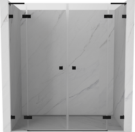 Mexen Lunar L Duo portes de douche battantes 190 cm, transparentes, noires - 834DL-190-000-70-00