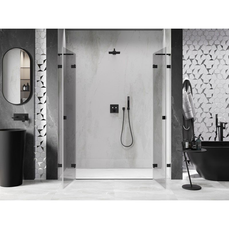 Mexen Lunar L Duo portes de douche pivotantes 200 cm, transparent, noir - 834DL-200-000-70-00