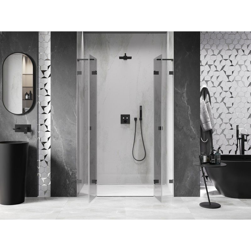 Mexen Lunar L Porte de douche pivotante duo 150 cm, transparent, gun metal - 834DL-150-000-95-00