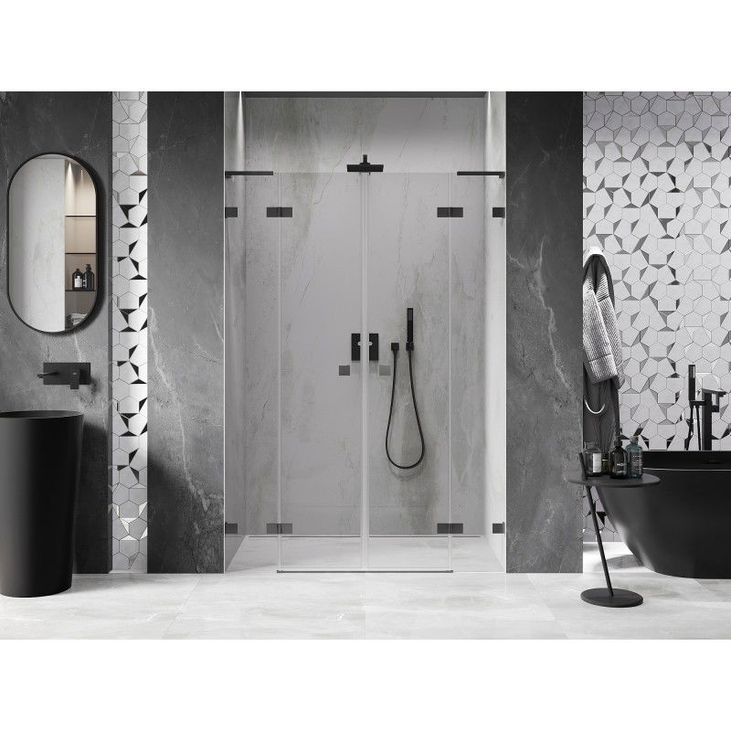 Mexen Lunar L Porte de douche pivotante duo 150 cm, transparent, gun metal - 834DL-150-000-95-00
