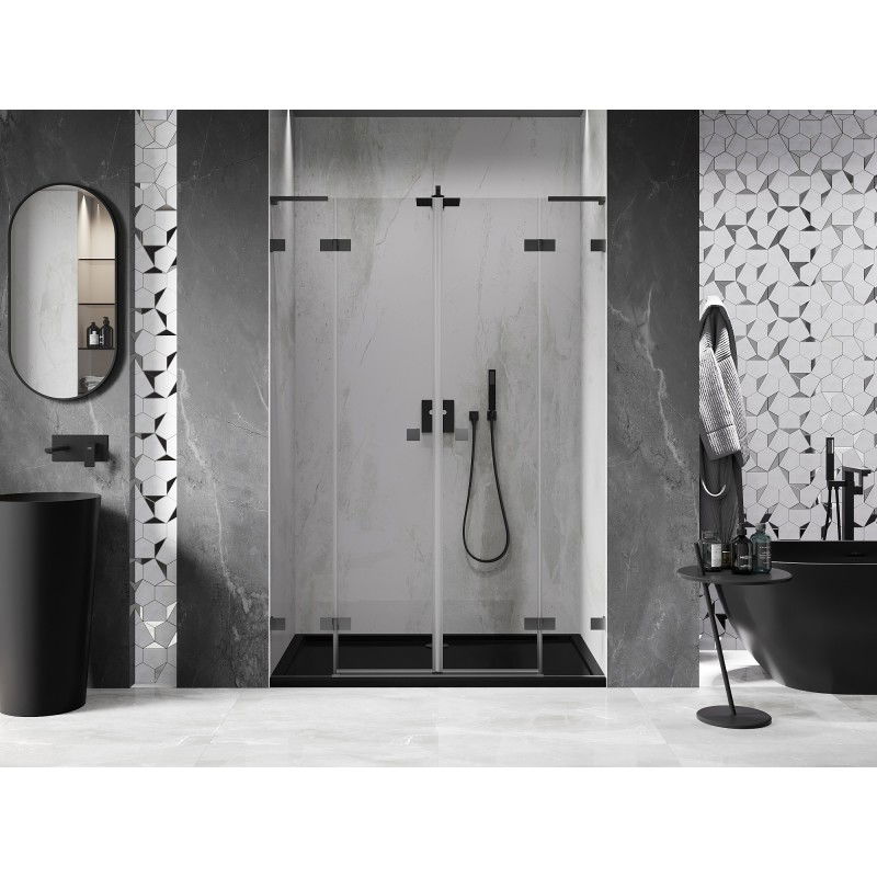 Mexen Lunar L Duo portes de douche pivotantes 160 cm, transparentes, canon de fusil - 834DL-160-000-95-00