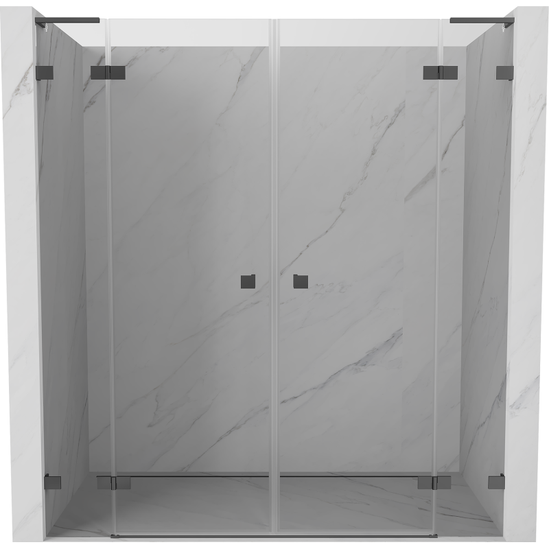 Mexen Lunar L Paire de portes de douche pivotantes 180 cm, transparent, métal gun - 834DL-180-000-95-00