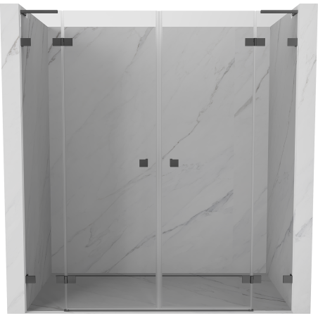 Mexen Lunar L Paire de portes de douche pivotantes 180 cm, transparent, métal gun - 834DL-180-000-95-00