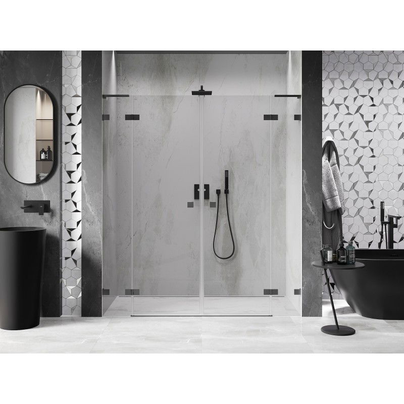 Mexen Lunar L Duo portes de douche pivotantes 190 cm, transparent, métal gun - 834DL-190-000-95-00