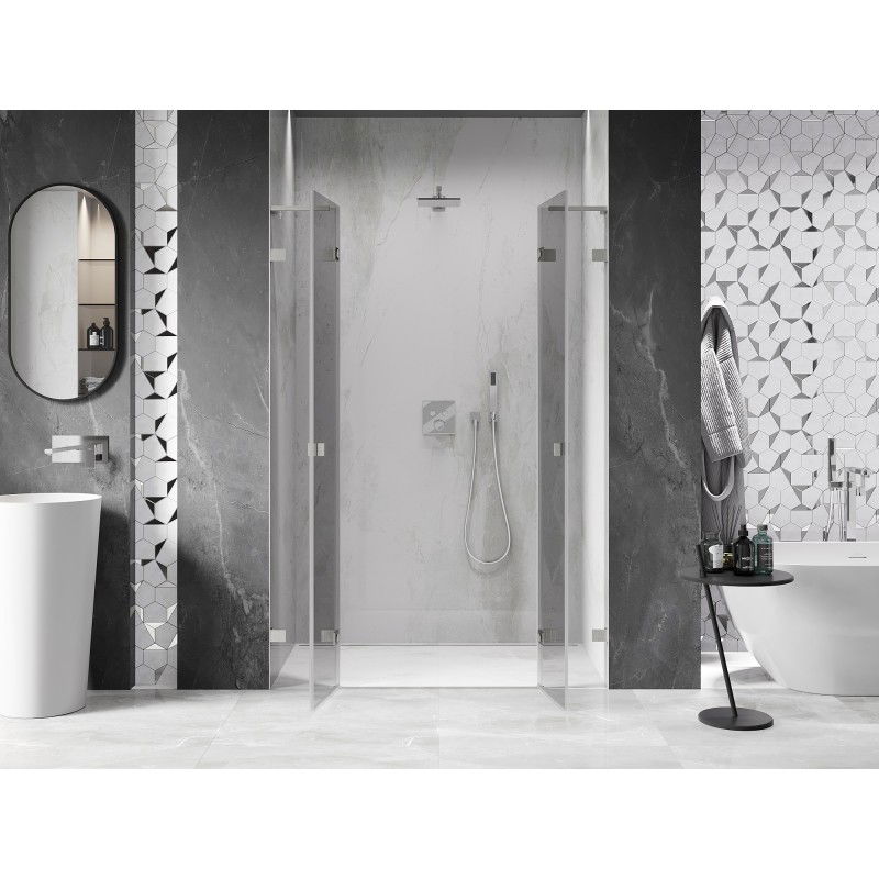 Mexen Lunar L Duo portes de douche pivotantes 150 cm, transparent, nickel brossé - 834DL-150-000-97-00