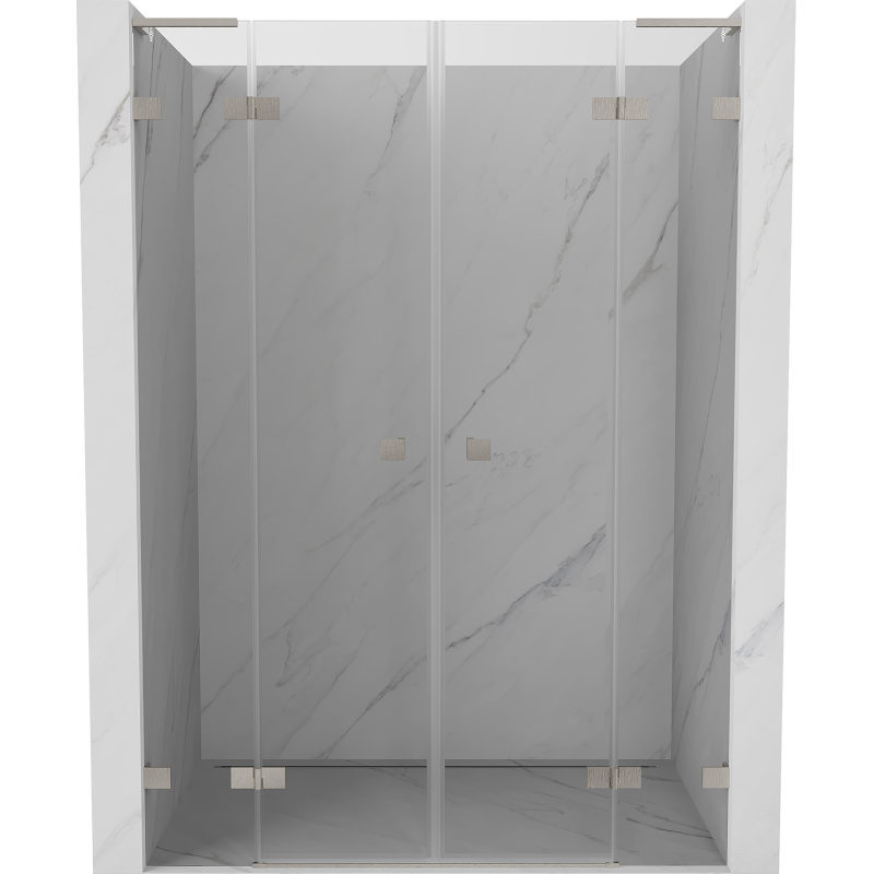 Mexen Lunar L Duo portes de douche pivotantes 150 cm, transparent, nickel brossé - 834DL-150-000-97-00