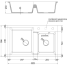 Mexen Tomas évier en granit 2 cuves 800 x 500 mm, blanc, siphon chromé - 6516802000-20
