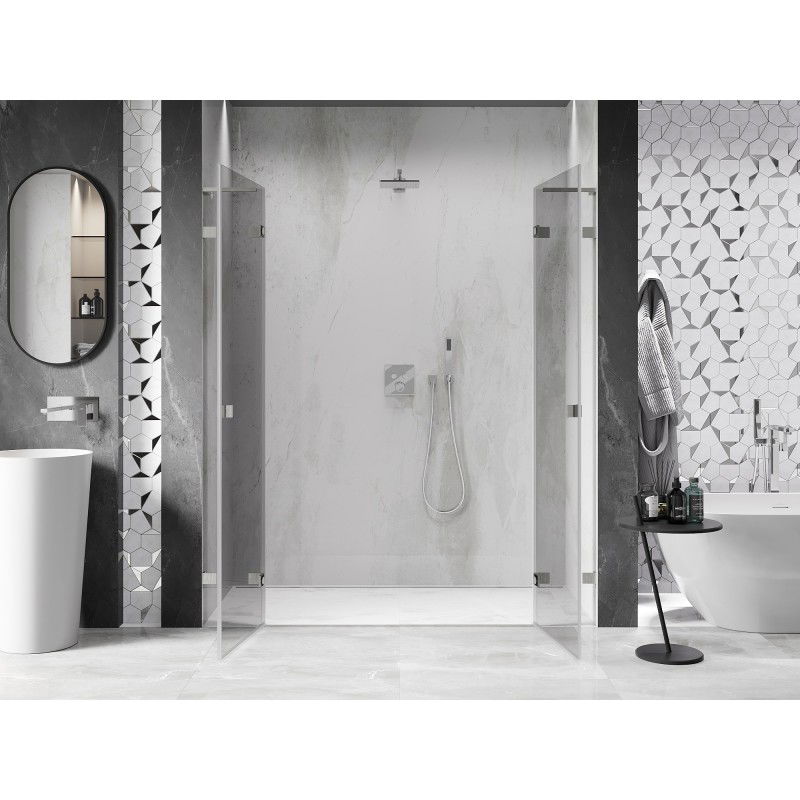 Mexen Lunar L Duo portes de douche battantes 200 cm, transparentes, nickel brossé - 834DL-200-000-97-00
