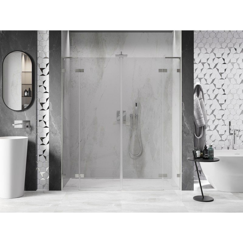 Mexen Lunar L Duo portes de douche battantes 200 cm, transparentes, nickel brossé - 834DL-200-000-97-00