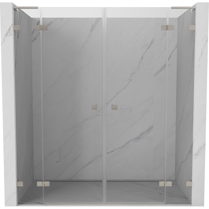 Mexen Lunar L Duo portes de douche battantes 200 cm, transparentes, nickel brossé - 834DL-200-000-97-00