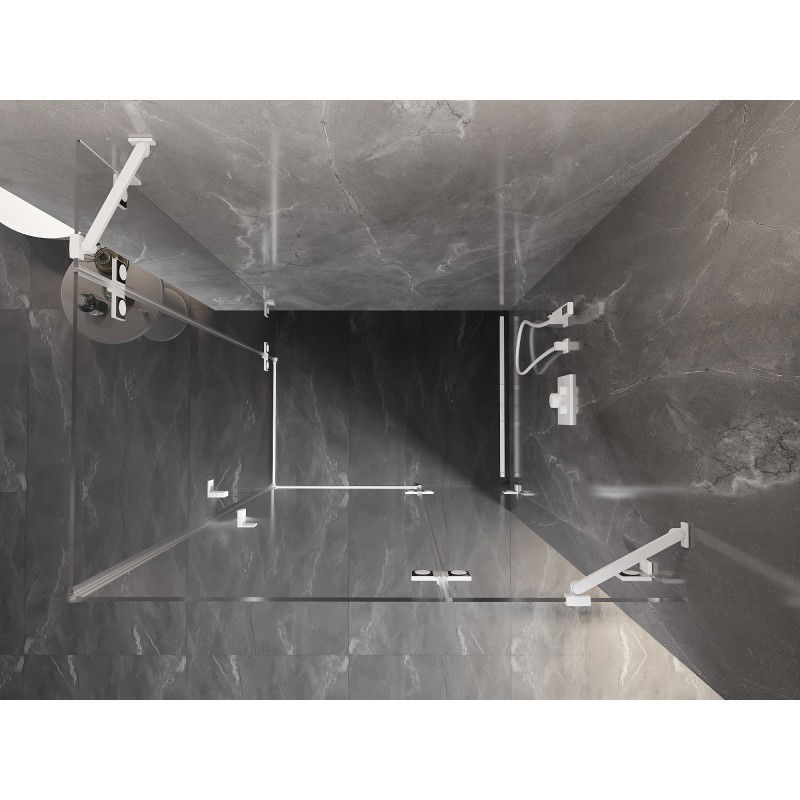 Mexen Lunar Duo cabine de douche pivotante droite 85 x 80 cm, transparent, blanc - 834-085P-080L-20-00