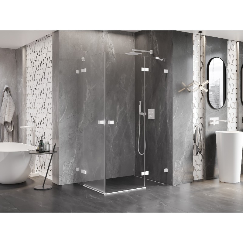 Mexen Lunar Cabine de douche Duo battante droite 95 x 85 cm, transparente, blanche - 834-095P-085L-20-00