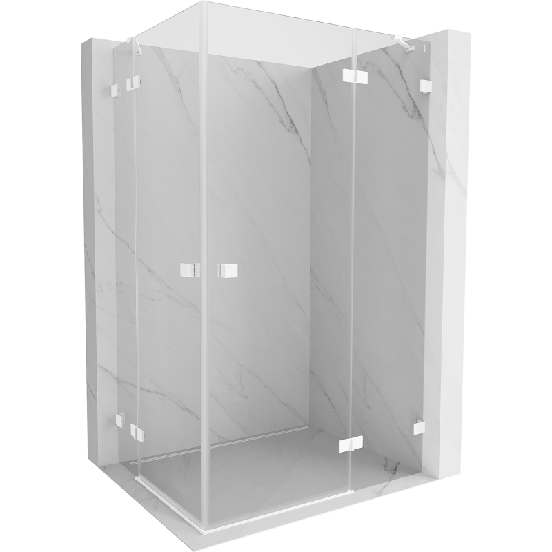 Mexen Lunar Cabine de douche Duo battante droite 95 x 85 cm, transparente, blanche - 834-095P-085L-20-00