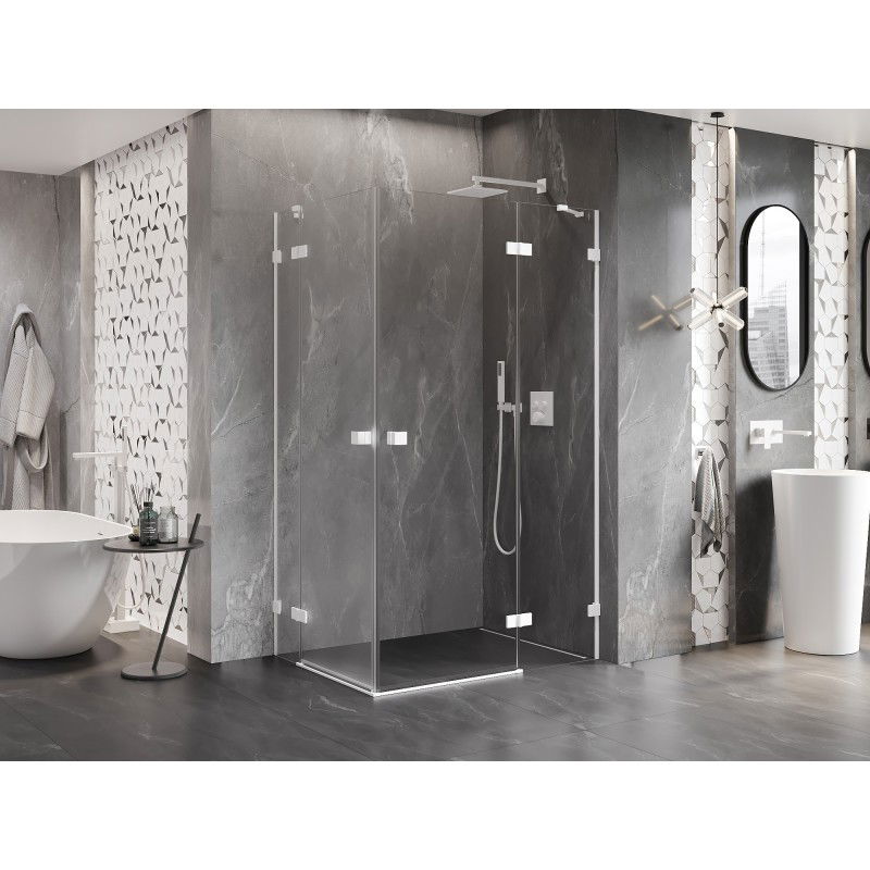 Mexen Lunar Duo cabine de douche pivotante droite 100 x 75 cm, transparent, blanc - 834-100P-075L-20-00