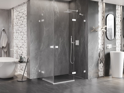 Mexen Lunar Duo cabine de douche pivotante droite 115 x 105 cm, transparent, blanc - 834-115P-105L-20-00
