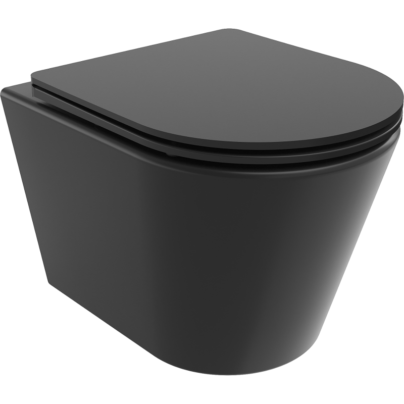 Mexen Rico cuvette wc Rimless avec abattant à descente ralentie slim, duroplast, noir mat - 30721085