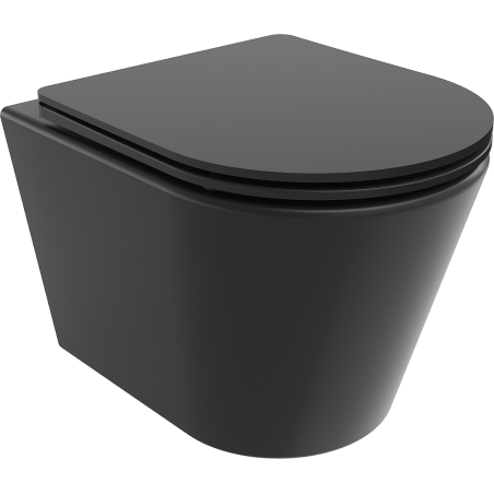 Mexen Rico cuvette WC sans rebord avec abattant à fermeture lente slim, duroplast, noir mat - 30721085