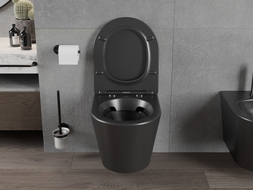 Mexen Rico cuvette WC sans rebord avec abattant à fermeture lente slim, duroplast, noir mat - 30721085