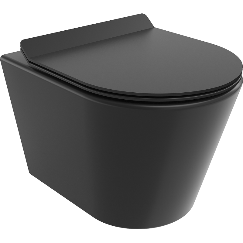Mexen Rico bol de WC Rimless avec siège slim à fermeture lente, duroplast, Noir mat - 30720185