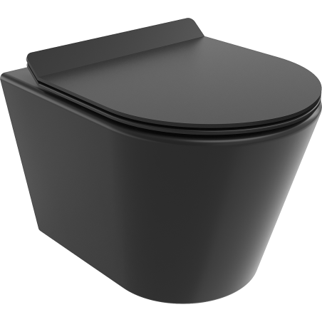 Mexen Rico bol de WC Rimless avec siège slim à fermeture lente, duroplast, Noir mat - 30720185